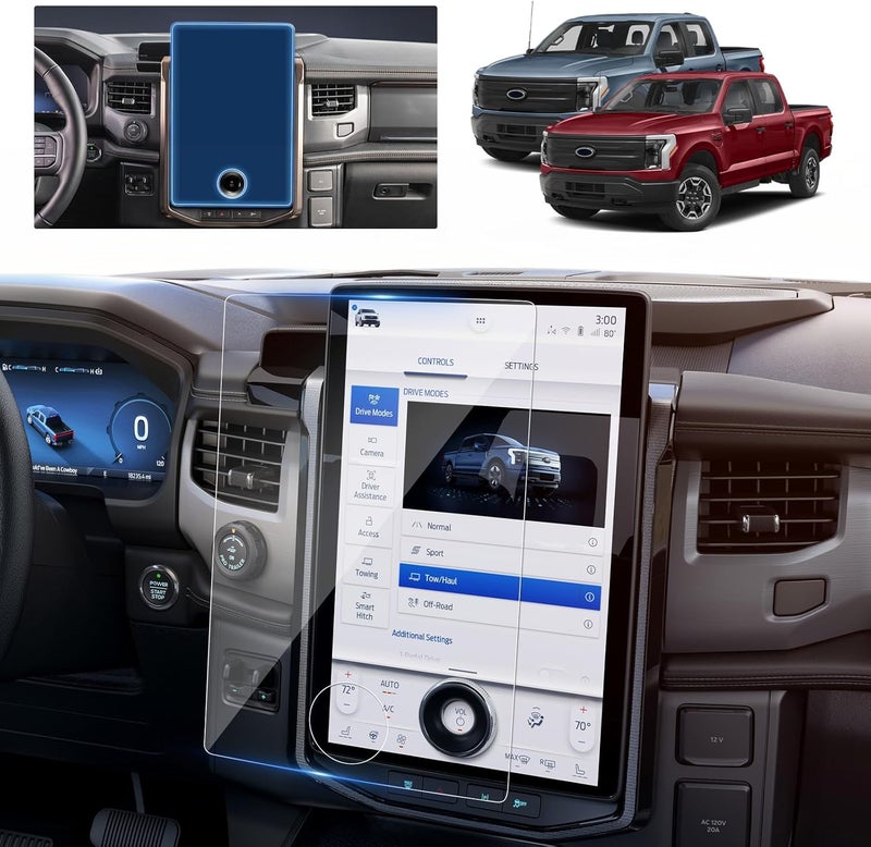 BSTW حماية شاشة فورد F150 لايتنينغ 2024 لسيارات فورد F-150 لايتنينغ بلاتينيوم/لاريت/فلاش SYNC 4A 15.5 إنش ملحقات الشاحنة الكهربائية فيلم زجاجي مقسى - Image 1